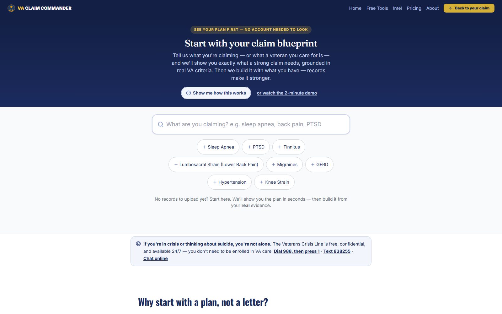 App screen — Start with one condition